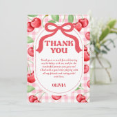 Rode Coquette Strik Kers  Bedankkaart (Staand voorkant)