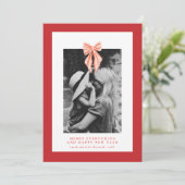 Rode Coquette Strik Kerst Foto Kaart (Staand voorkant)