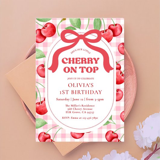 Rode Coquette Striking Cherry Verjaardagsfeestje Kaart