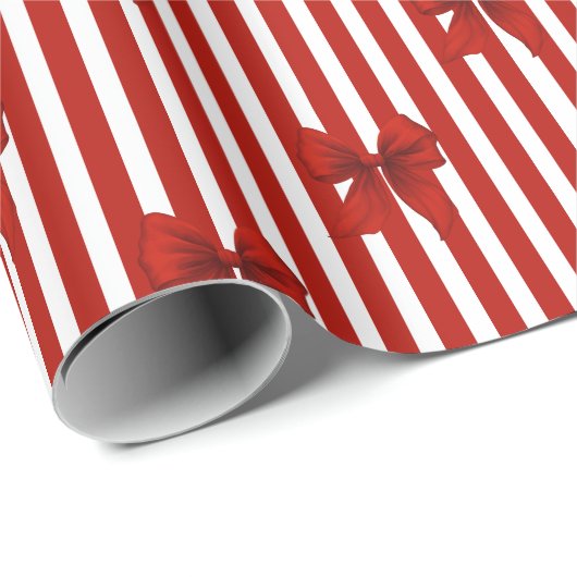 Rode Coquette Strikken & Strepen Cadeaupapier (Rol Hoek)