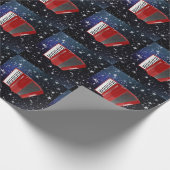 Rode cordion op Night Sky Cadeaupapier (Hoek)