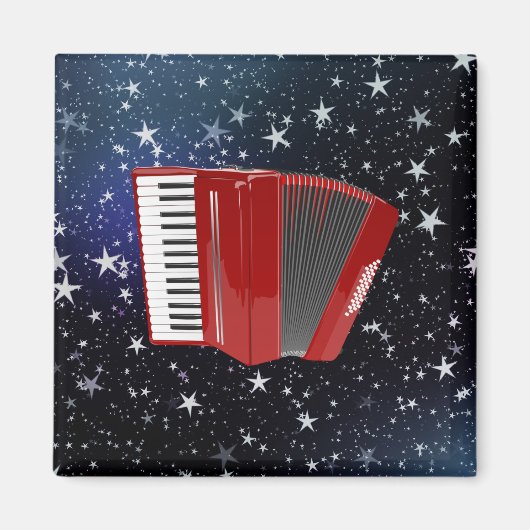 Rode cordion op Night Sky Magneet (Voorkant)