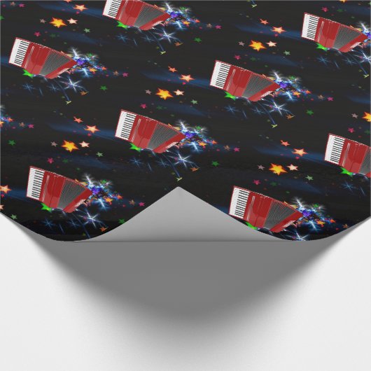 Rode cordion op Starry-achtergrond Cadeaupapier (Hoek)