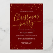 Rode Corporate Christmas Party Kalligrafie Confett Folie Uitnodiging (Voorkant)
