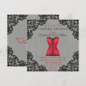 Rode corset en zwart Vrijgezellenfeest met Lingeri Kaart (Voorkant / Achterkant)