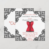 Rode corset en zwart Vrijgezellenfeest met Lingeri Kaart (Voorkant / Achterkant)