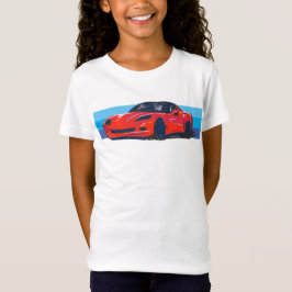 Rode Corvette C6 met blauwe strepen T-shirt