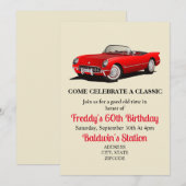 Rode corvette, klassieke verjaardag, Corvette verj Kaart (Voorkant / Achterkant)