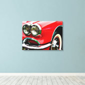 Rode Corvette Koplampen Canvas Afdruk (Insitu (Houten vloer))