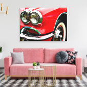 Rode Corvette Koplampen Canvas Afdruk (Insitu (Woonkamer))
