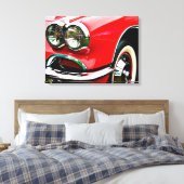 Rode Corvette Koplampen Canvas Afdruk (Insitu (Slaapkamer))