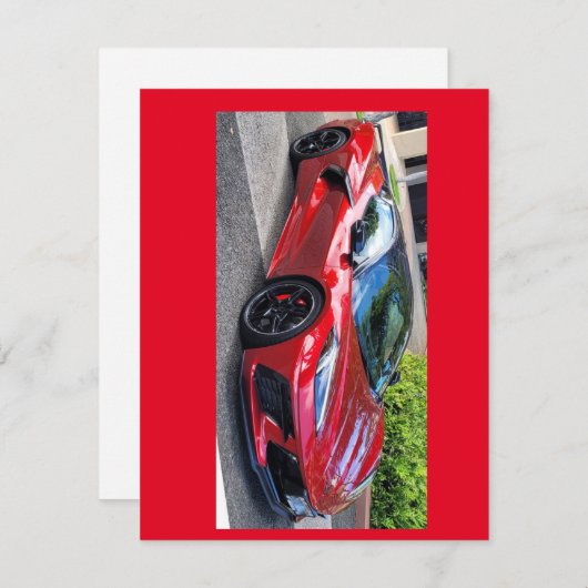 Rode Corvette platte kaart (Voorkant / Achterkant)