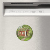 Rode Cottage Ronde Magneet (Insitu (Vaatwasser))