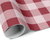 Rode Country Kerst Gingham Inpakpapier (Rol Hoek)