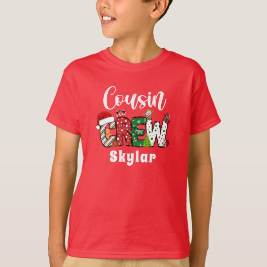 Rode Cousin Crew Kerst retro T-shirt (Voorkant)