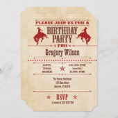 Rode Cowboy Birthday-uitnodiging Kaart (Voorkant / Achterkant)