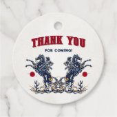  rode cowboy eerste rodeo verjaardag bedankjes labels (Voorkant)