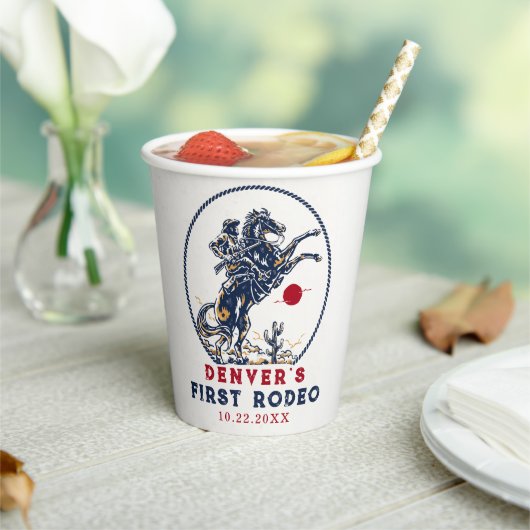  rode cowboy eerste rodeo verjaardag papieren bekers (Insitu)