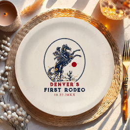  rode cowboy eerste rodeo verjaardag papieren bordje