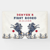  rode cowboy eerste rodeo verjaardag spandoek (Horizontaal)