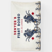  rode cowboy eerste rodeo verjaardag spandoek (Verticaal)