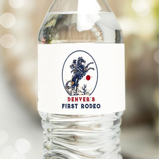  rode cowboy eerste rodeo verjaardag waterfles etiket