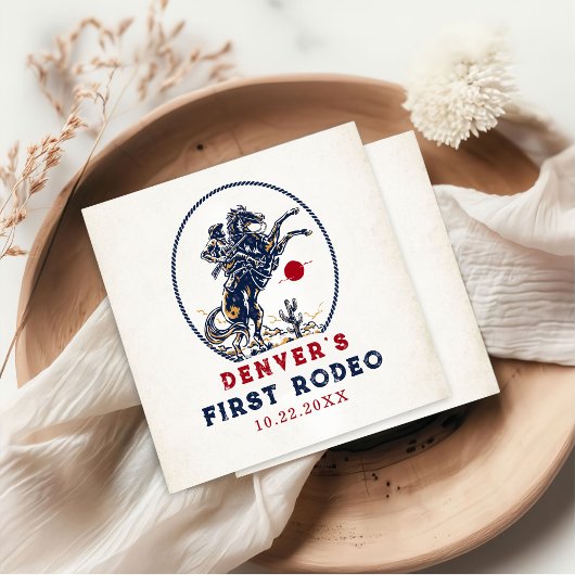  rode cowboy eerste rodeo verjaardagsfeestje servet