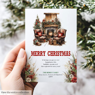Rode cowboy Kerstkaart ontwerp in rood en groen
