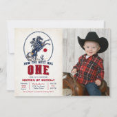 rode cowboy rodeo 1e verjaardag foto kaart (Voorkant)