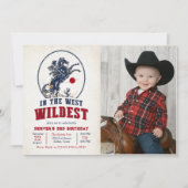  rode cowboy rodeo 3e verjaardag foto kaart (Voorkant)