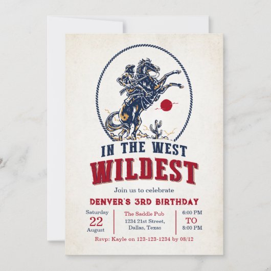 rode cowboy rodeo 3e verjaardag kaart (Voorkant)