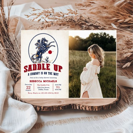  Rode Cowboy Rodeo Baby shower Foto Kaart
