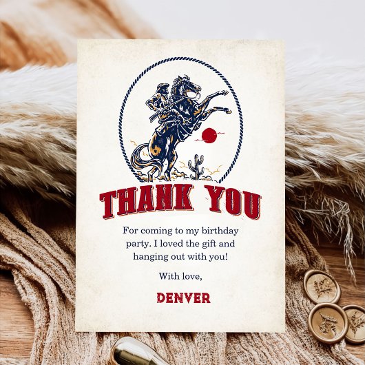  Rode Cowboy Rodeo Verjaardag Bedankkaart