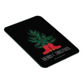 Rode cowboylaarzen en sparren vrolijke kerst magneet (Rechterzijde)