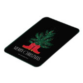 Rode cowboylaarzen en sparren vrolijke kerst magneet (Linkerzijde)