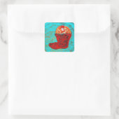 Rode cowboylaarzen Stickers turquoise achtergrond (Tas)