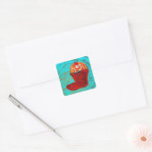 Rode cowboylaarzen Stickers turquoise achtergrond (Envelop)