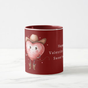 Rode Cowgirl Hoed Laarzen Hart Valentijnsdag Mok