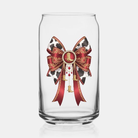 rode cowgirl met strik blikvorm glas (Voorkant)