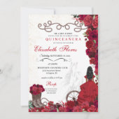 Rode Cowgirl Ranchero Western Quinceanera Kaart (Voorkant)