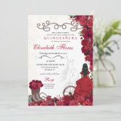 Rode Cowgirl Ranchero Western Quinceanera Kaart (Staand voorkant)