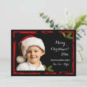 Rode Crackle Lijst Foto Kerstkaart (Staand voorkant)