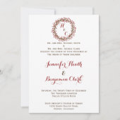 Rode Cranberry Krans Huwelijksuitnodiging Kaart (Voorkant)