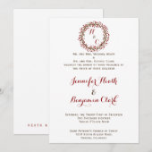 Rode Cranberry Krans Huwelijksuitnodiging Kaart (Voorkant / Achterkant)