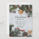 Rode Cranberry Sinaasappel Winter Pinetree Kerst Kaart (Voorkant)