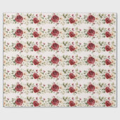 Rode Cream Rozen Blush Roze Bloemen Bruiloft Cadeaupapier (Vlak)