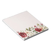Rode Cream Rozen Blush Roze Bloemen Bruiloft Notitieblok (Schuin)