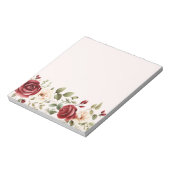 Rode Cream Rozen Blush Roze Bloemen Bruiloft Notitieblok (Linkerzijde)