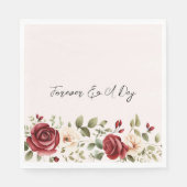 Rode Cream Rozen Blush Roze Bloemen Bruiloft Servet (Voorkant)