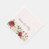 Rode Cream Rozen Blush Roze Bloemen Bruiloft Servet (Hoek)